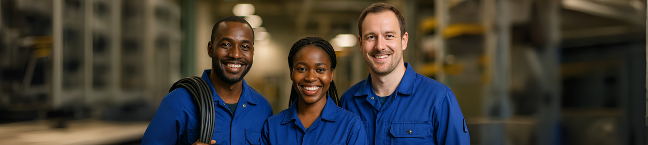 Drei erfolgreiche Elektriker aus Westafrika in Deutschland